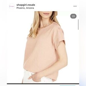 Madewell Seersucker Button Top in‎ Pink Vintage Short Sleeve Shirt XL